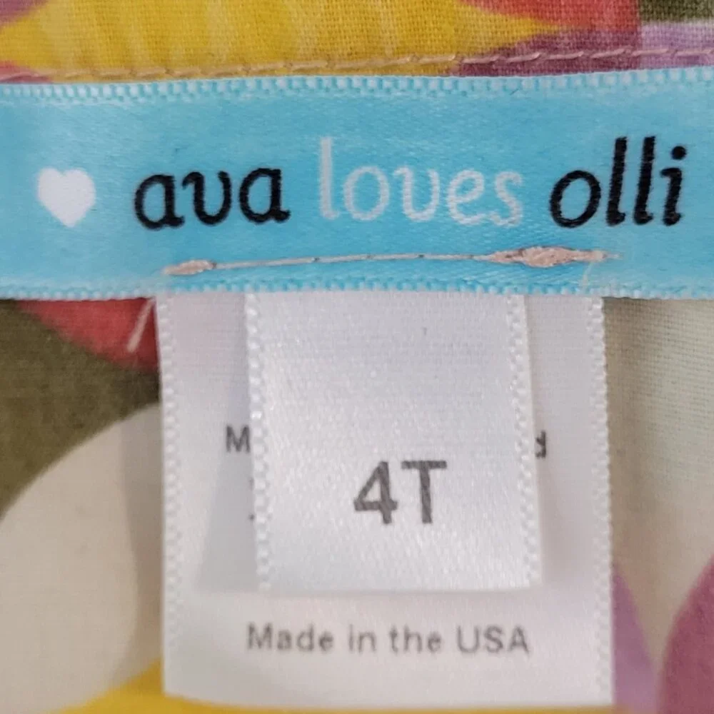 Ava Loves Olli Multicolor Print Adjustable Crossback Tie USA Made Dress Size 4T